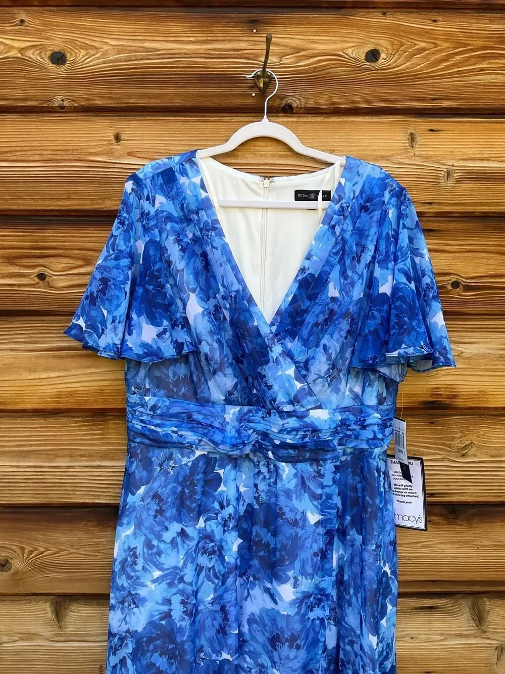 NWT Betsy & Adam Blue Plus Suze Floral Gown Size 20W 20